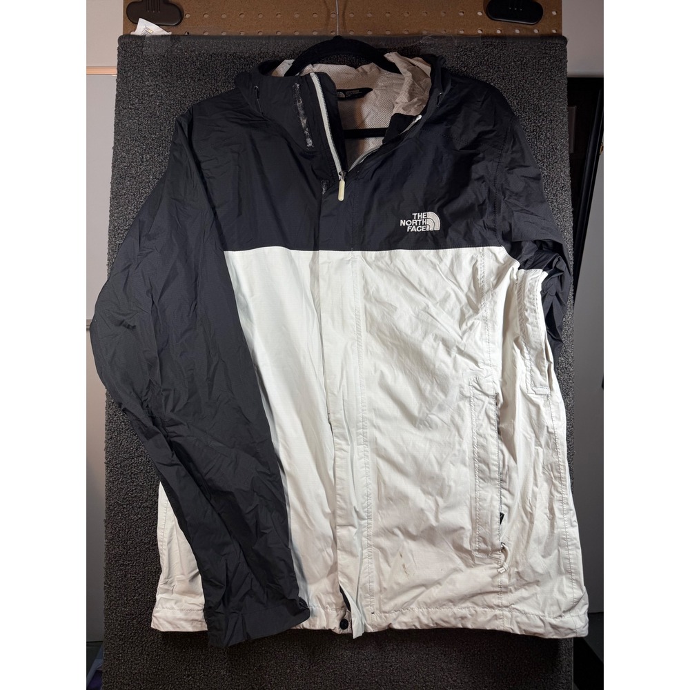 The North Face Rain Jacket Mens M Black White DryVent Hooded Shell 160